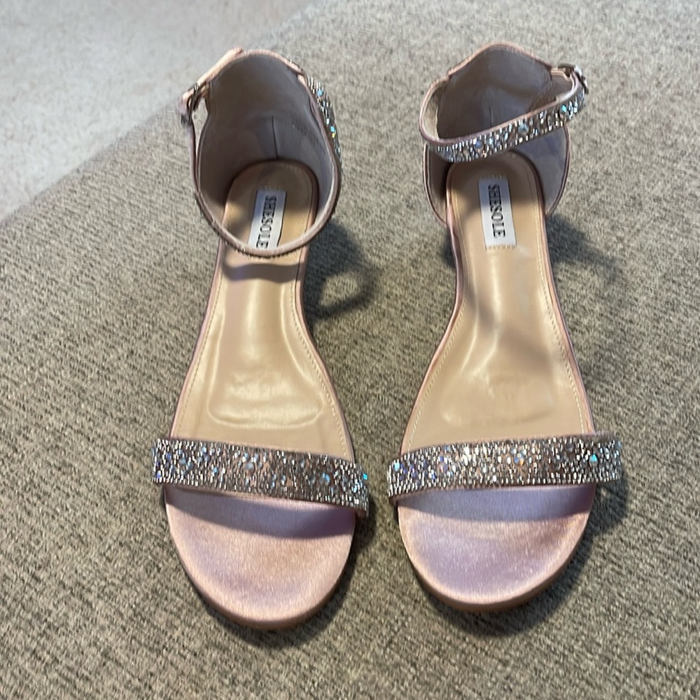 Shesole Rose Gold Strappy Wedges